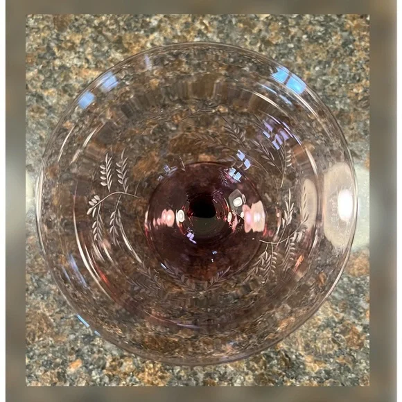 Vintage-Set of Three Purple Wheat Etched Wine/Water Goblets. - Picture 4 of 5